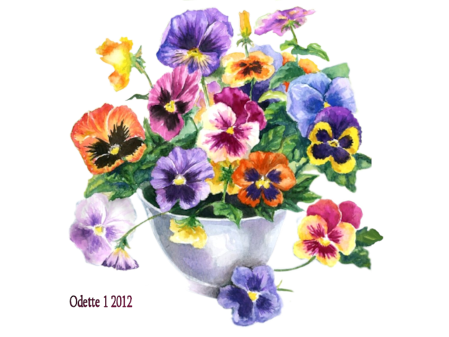 fleur vase pensees