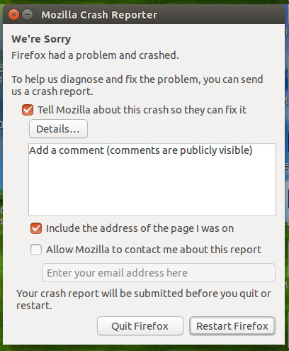 Mozilla crash reporter