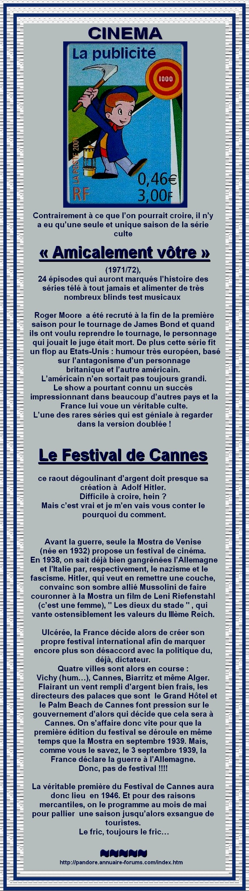 LE CINEMA : AMICALEMENT VOTRE / HITLER ET LE FESTIVAL DE CANNES 1201241106201431779344118