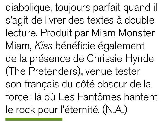 Chronique de "KISS" de MARIE FRANCE & LES FANTÔMES dans “ACCROCHES” n°49 (février/mars 2012) 1202120108361423619427684