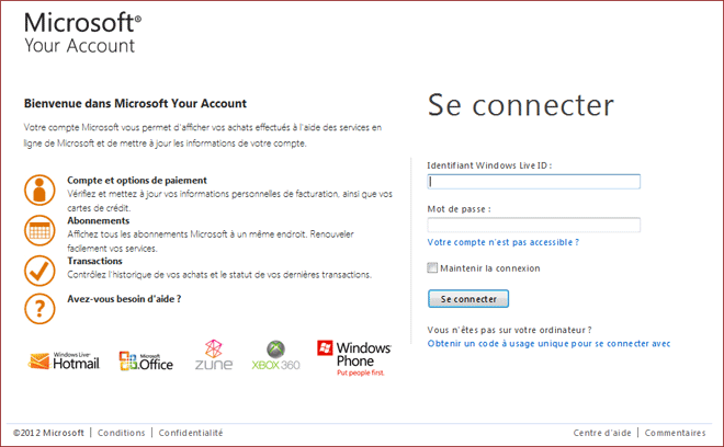 Microsoft -- Your Account
