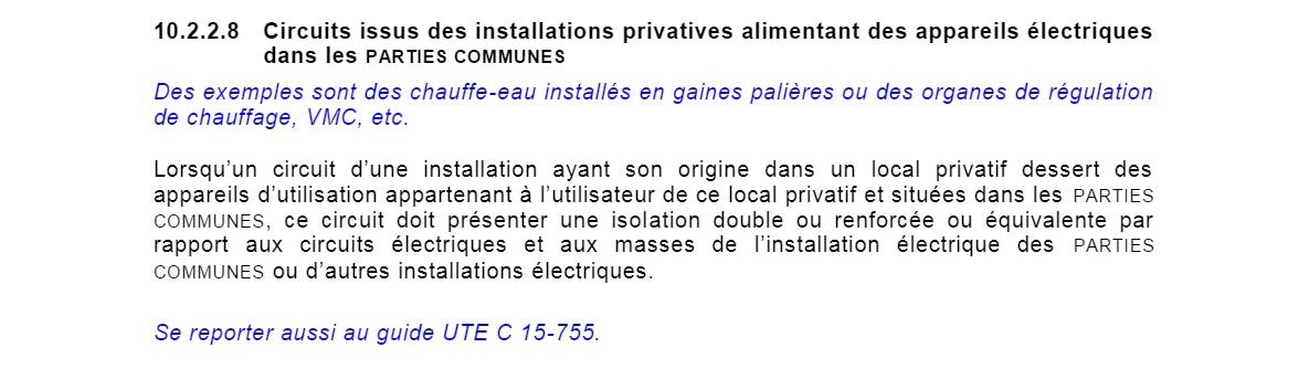 NF C 15-100 A5 527 Circuits issus des installations privatives