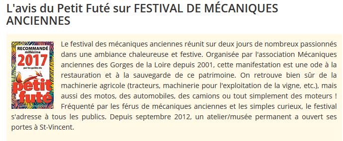 17è festival mécaniques anciennes des gorges de la Loire 14, 15 et 16 Juillet 2017 Haute Loire FR 17062110055417331415104528