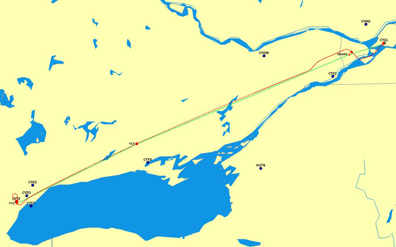 Flight CYYZ to CYUL - 23102016 small