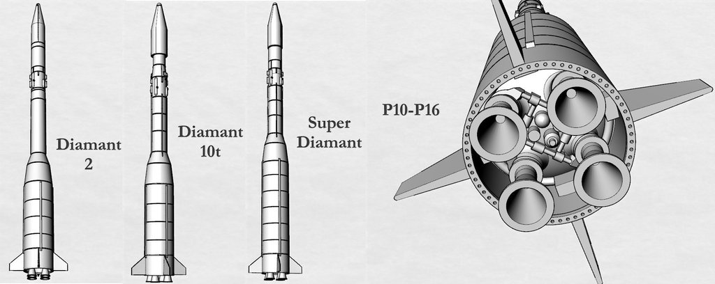 Fusées françaises de Veronique à Diamant au 144e en résine 18012905203523134915516814